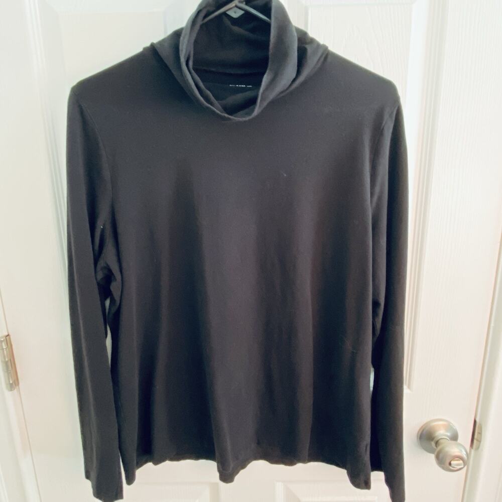 Talbots Turtleneck Tee Womens Size Xl Black Minimalist Old Money Long Sleeve